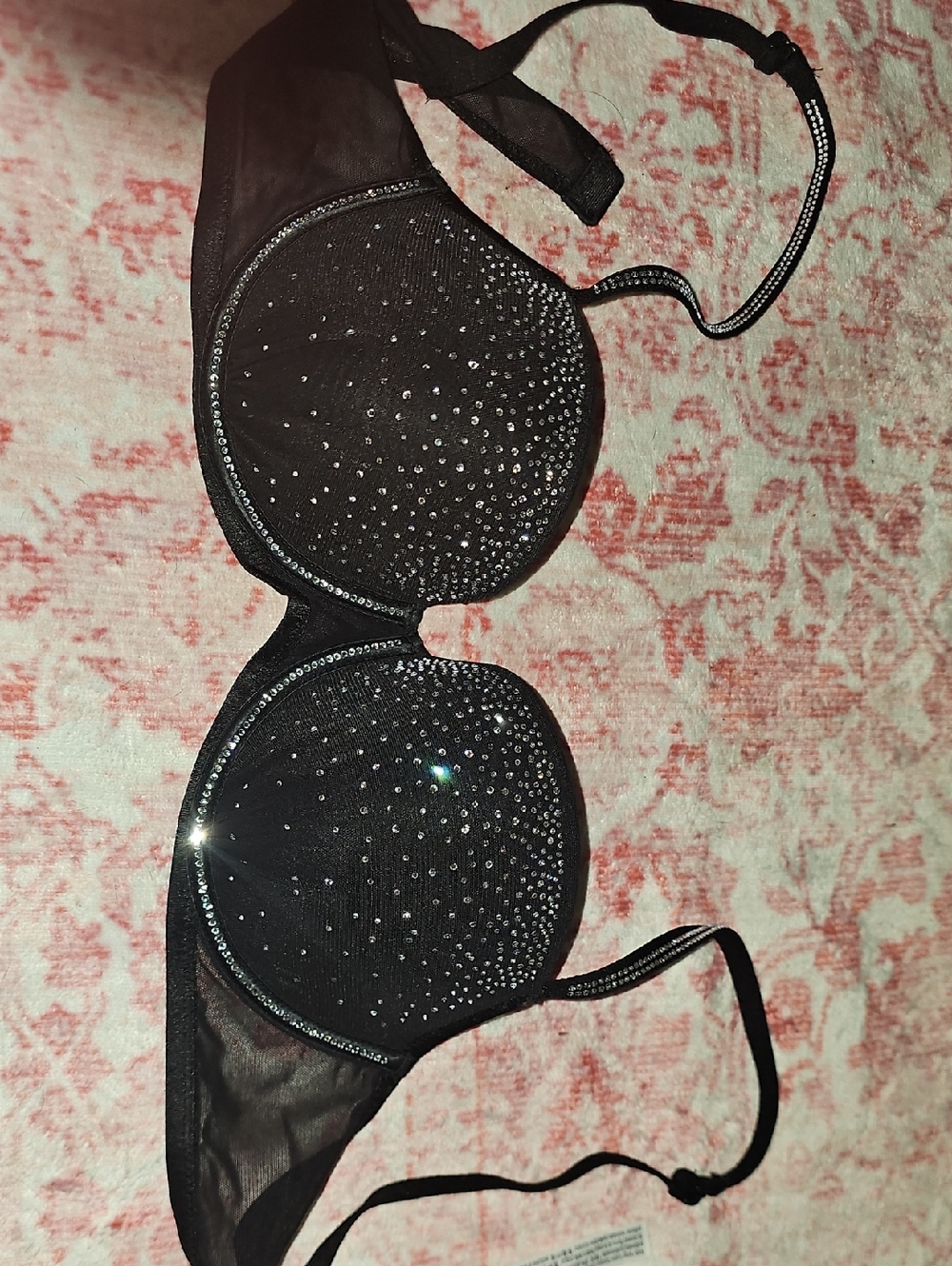 Victoria's Secret Black Rhinestone Embellished Push-Up Bra